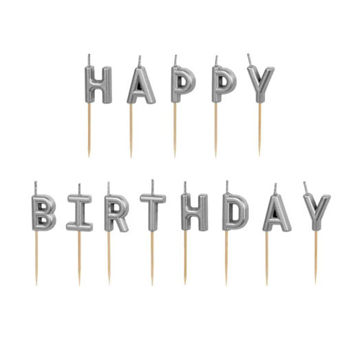 Picture of HAPPY BIRTHDAY CANDLE SILVER 2.5CM